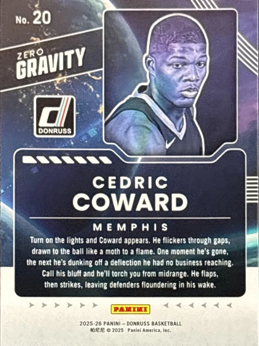 Panini Donruss Gravity Cedric Coward Rookie Basketball Card